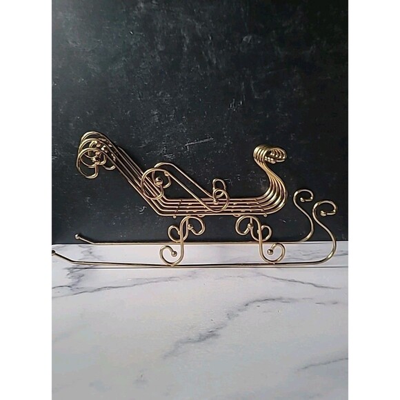 Brass Plated Santa Sleigh Vintage Christmas Decor - Picture 3 of 10